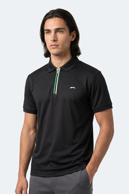 Slazenger KENSHIN Erkek Polo Yaka Siyah Tişört