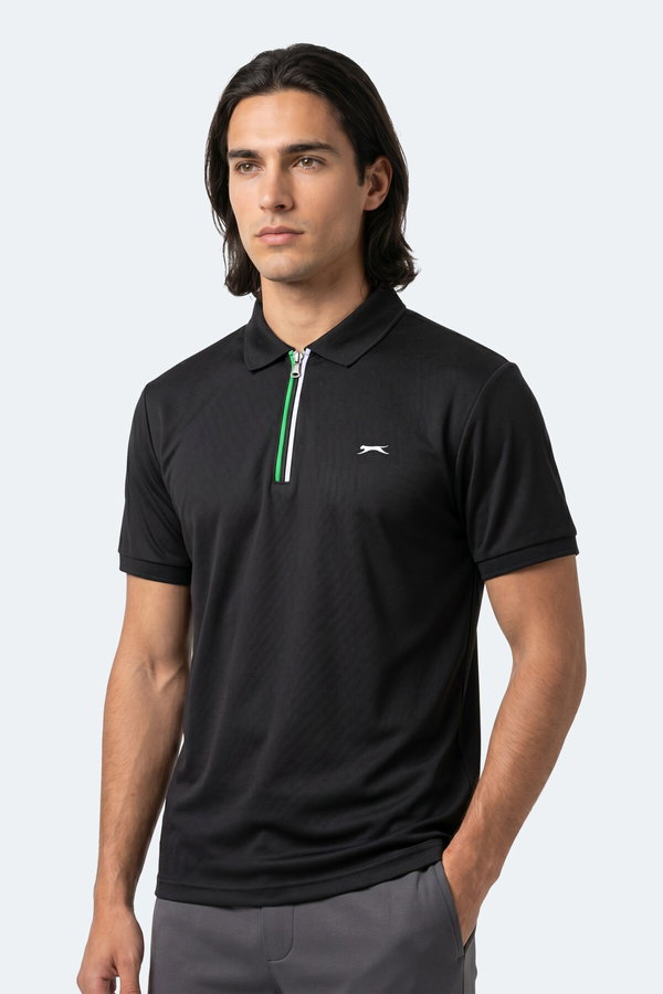 Slazenger KENSHIN Erkek Polo Yaka Siyah Tişört