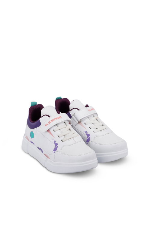 Slazenger KEPA KTN Kız Çocuk Cırt Cırtlı Beyaz / Mor Günlük Spor Ayakkabısı