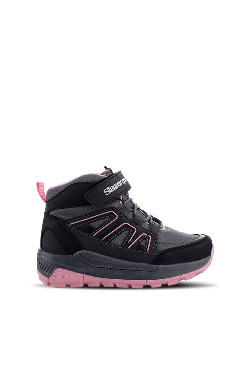 Slazenger KEPHAS IN Kız Çocuk Cırt Cırtlı Koyu Gri / Pembe Bot