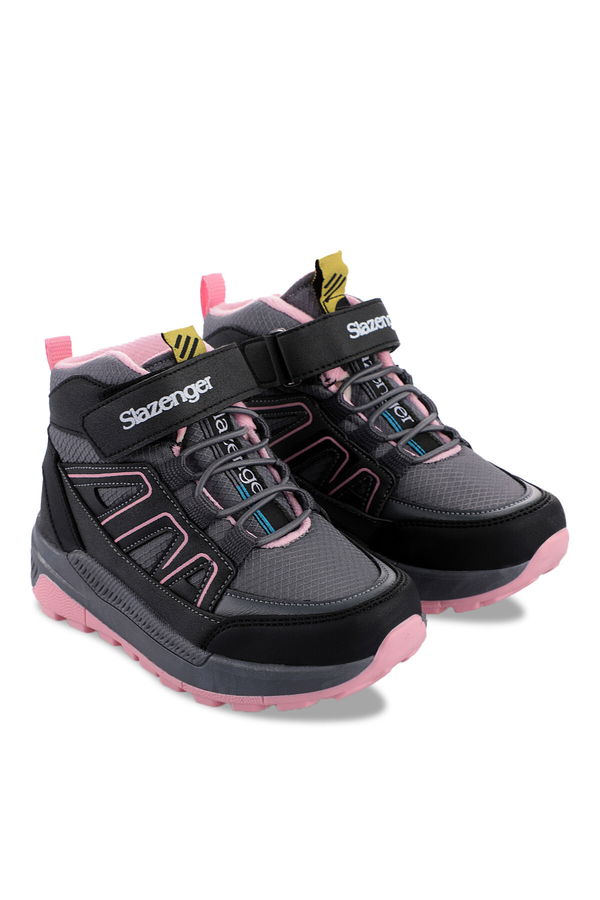 Slazenger KEPHAS IN Kız Çocuk Cırt Cırtlı Koyu Gri / Pembe Bot