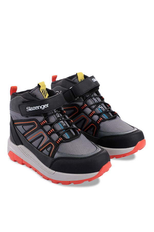 Slazenger KEPHAS IN Unisex Çocuk Cırt Cırtlı Koyu Gri / Turuncu Bot