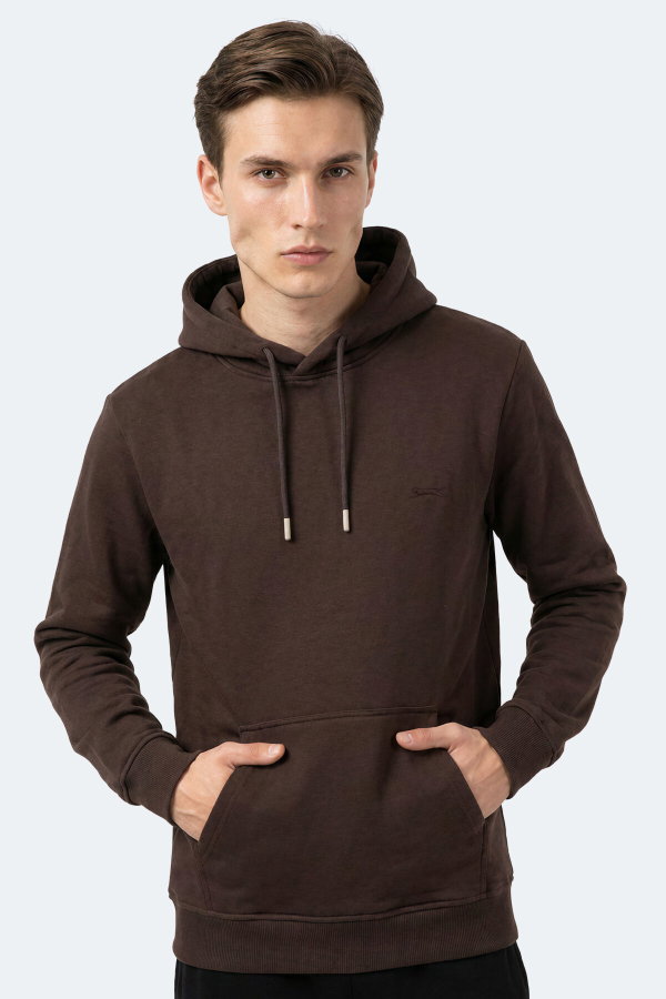 Slazenger KEVRO I Erkek Kapüşonlu Kahve Sweatshırt