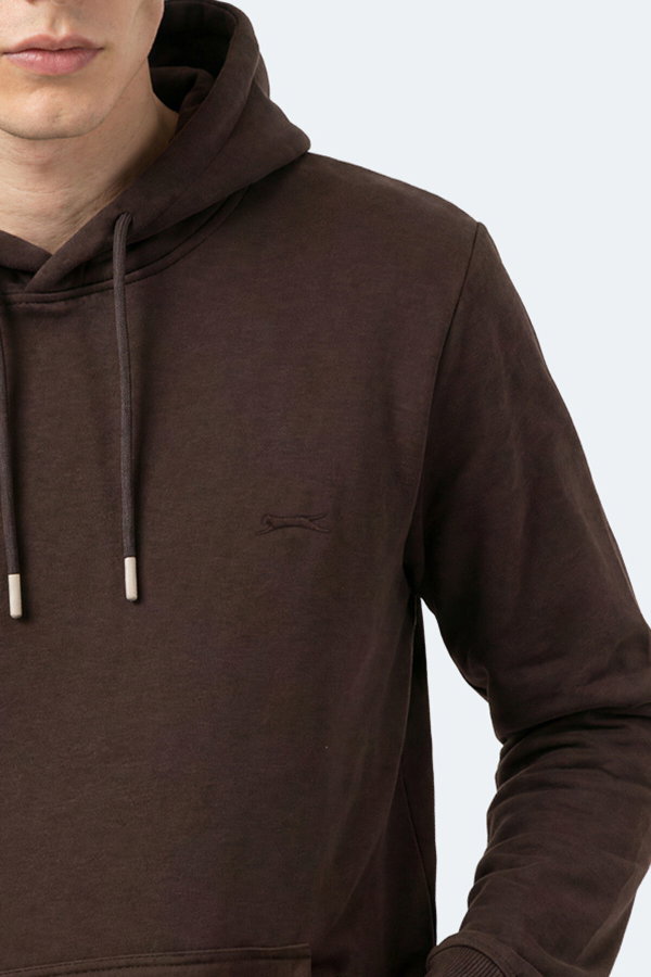 Slazenger KEVRO I Erkek Kapüşonlu Kahve Sweatshırt
