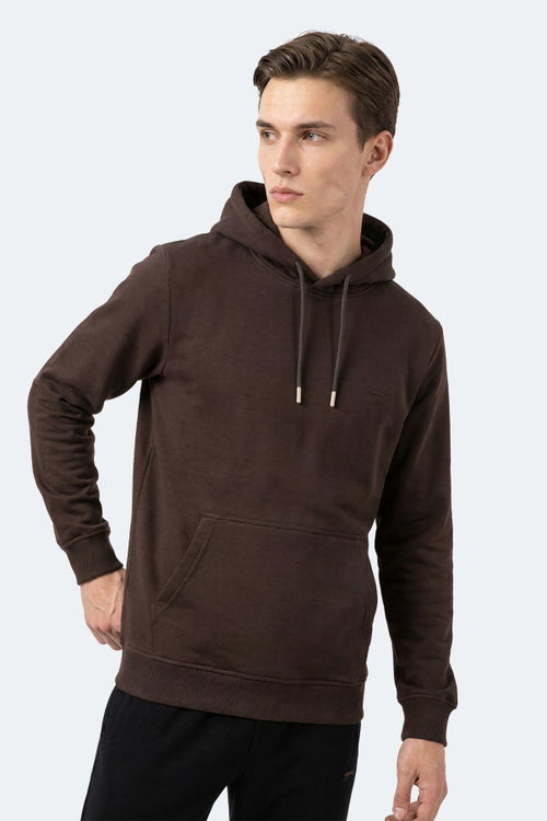 Slazenger KEVRO I Erkek Kapüşonlu Kahve Sweatshırt