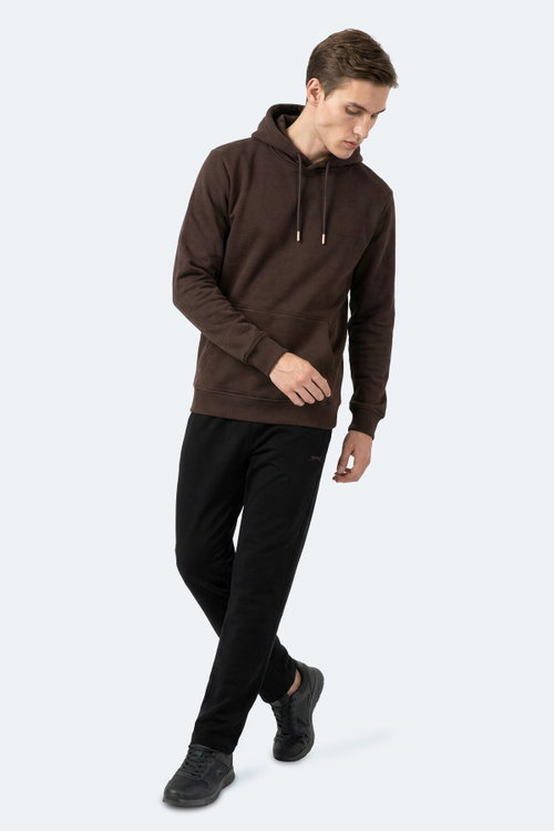 Slazenger KEVRO I Erkek Kapüşonlu Kahve Sweatshırt