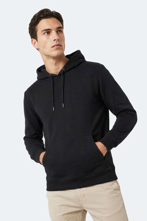 Slazenger KEVRO I Erkek Kapüşonlu Siyah Sweatshırt