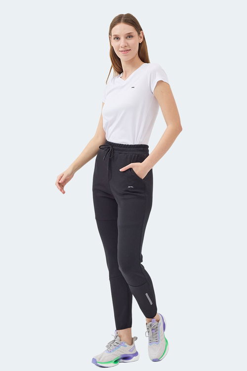 Slazenger KHALI I Kadın Cepli Dar Paça Siyah Eşofman Altı