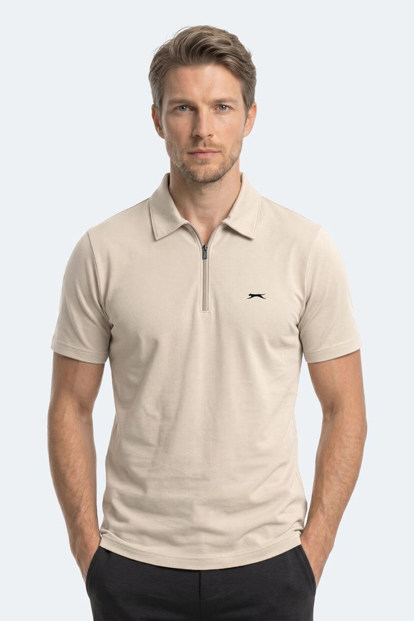 Slazenger KHAN Erkek Polo Yaka Bej Tişört