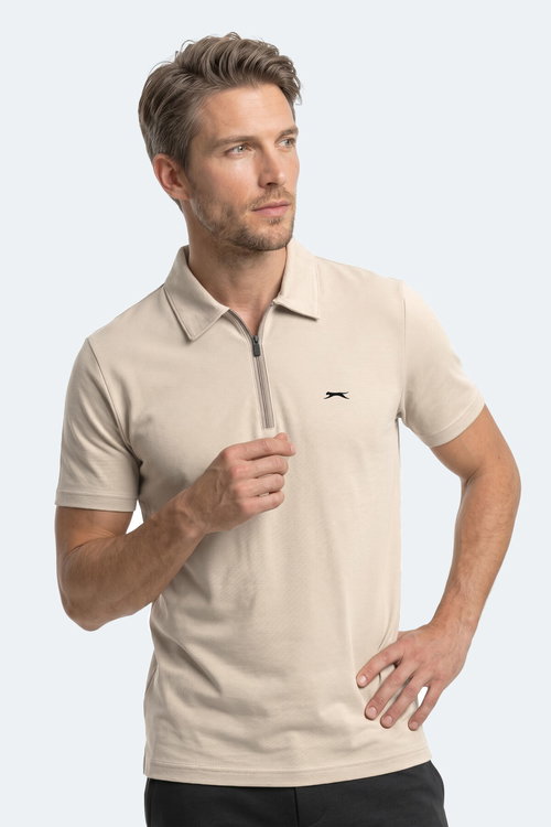 Slazenger KHAN Erkek Polo Yaka Bej Tişört
