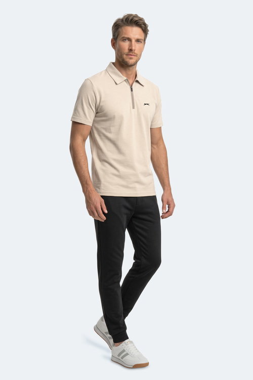 Slazenger KHAN Erkek Polo Yaka Bej Tişört