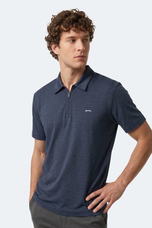 Slazenger KHAN Erkek Polo Yaka Lacivert Tişört