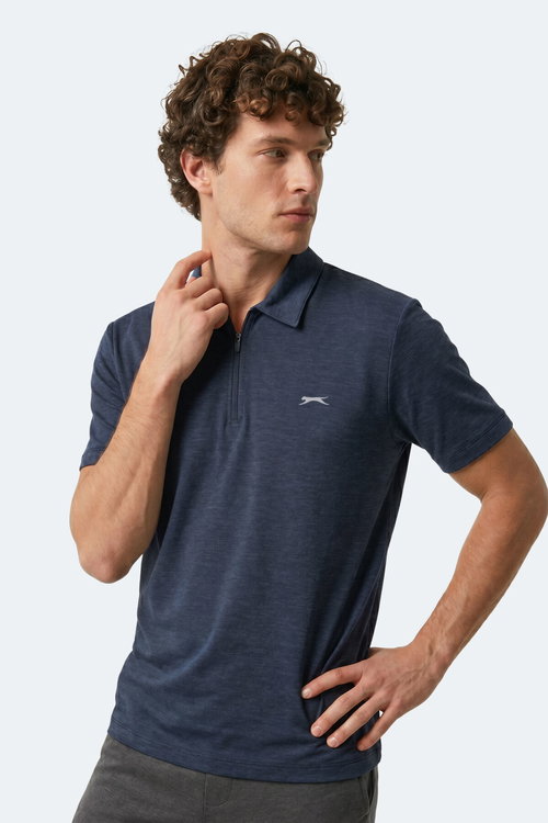 Slazenger KHAN Erkek Polo Yaka Lacivert Tişört