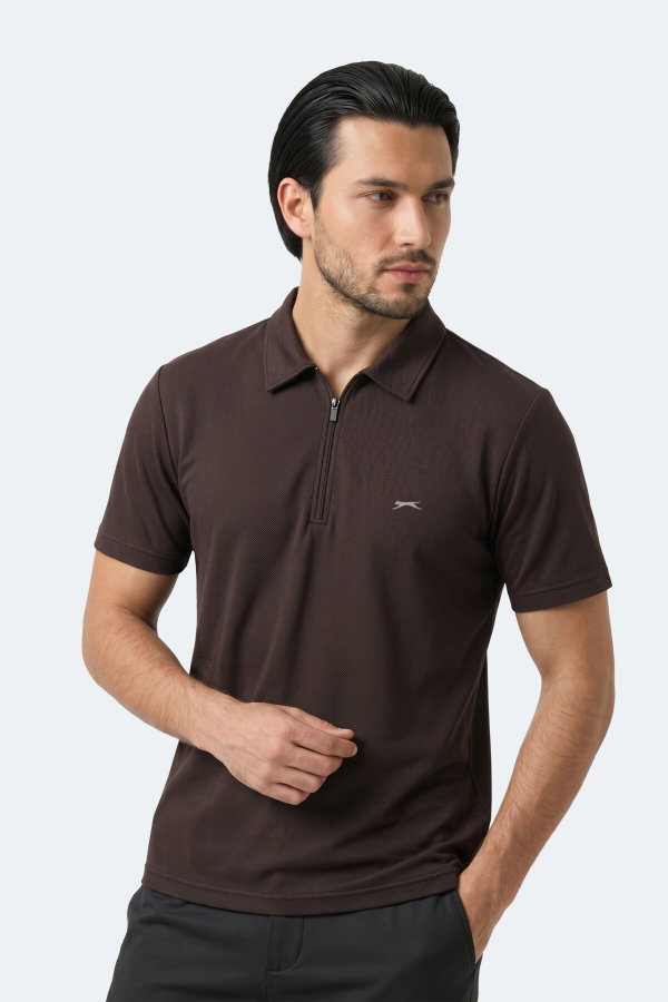 Slazenger KHAN Erkek Polo Yaka Kahve Tişört