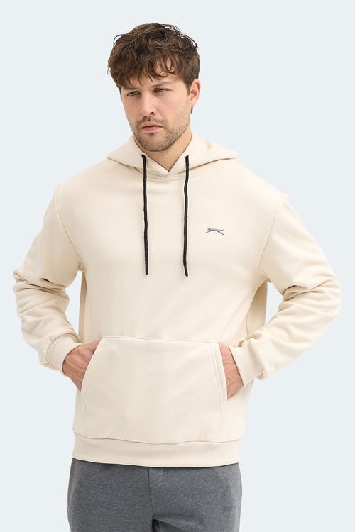 Slazenger KICKSON IN Erkek Kapüşonlu Cepli Bej Sweatshırt