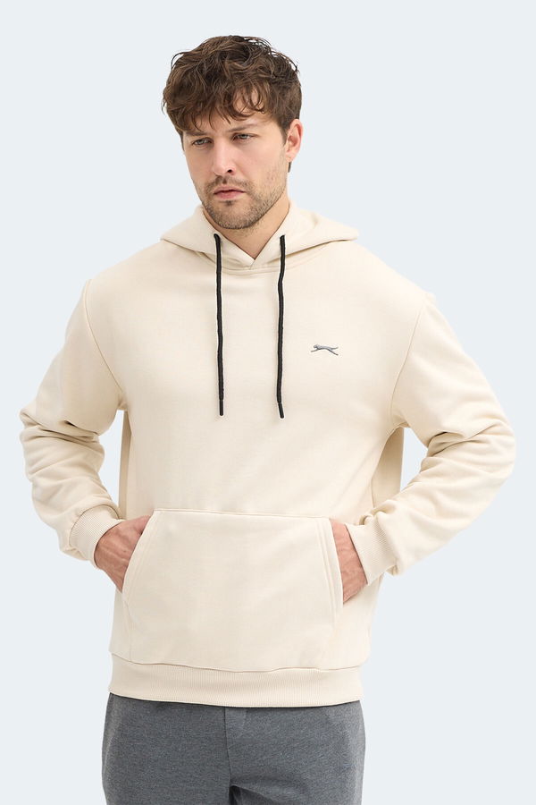 Slazenger KICKSON IN Erkek Kapüşonlu Cepli Bej Sweatshırt