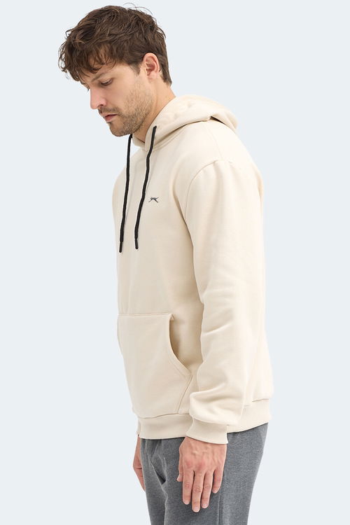 Slazenger KICKSON IN Erkek Kapüşonlu Cepli Bej Sweatshırt