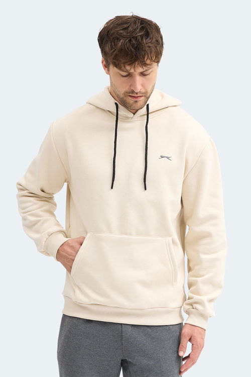 Slazenger KICKSON IN Erkek Kapüşonlu Cepli Bej Sweatshırt