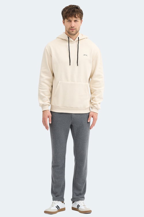 Slazenger KICKSON IN Erkek Kapüşonlu Cepli Bej Sweatshırt