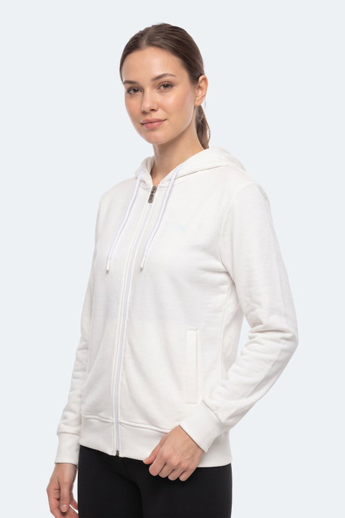 Slazenger KIRON I Kadın Kapüşonlu Beyaz Sweatshırt
