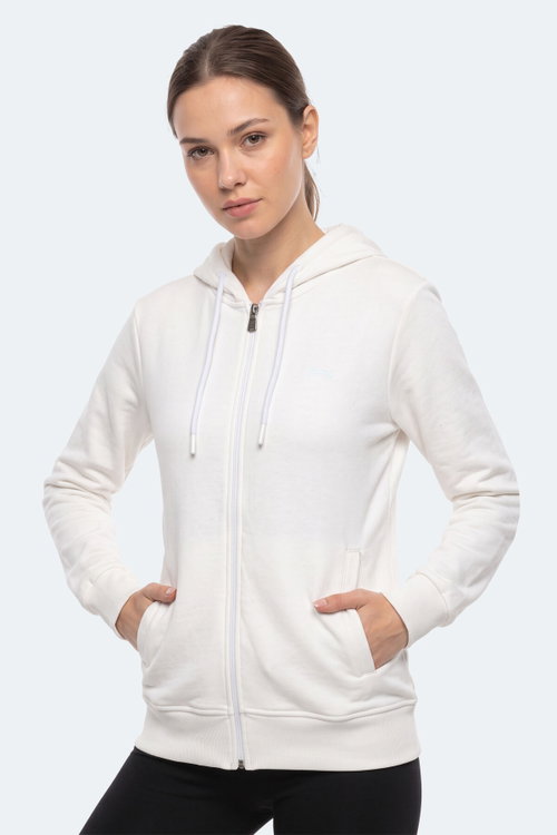Slazenger KIRON I Kadın Kapüşonlu Beyaz Sweatshırt