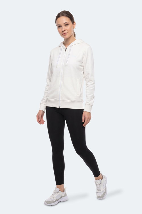 Slazenger KIRON I Kadın Kapüşonlu Beyaz Sweatshırt