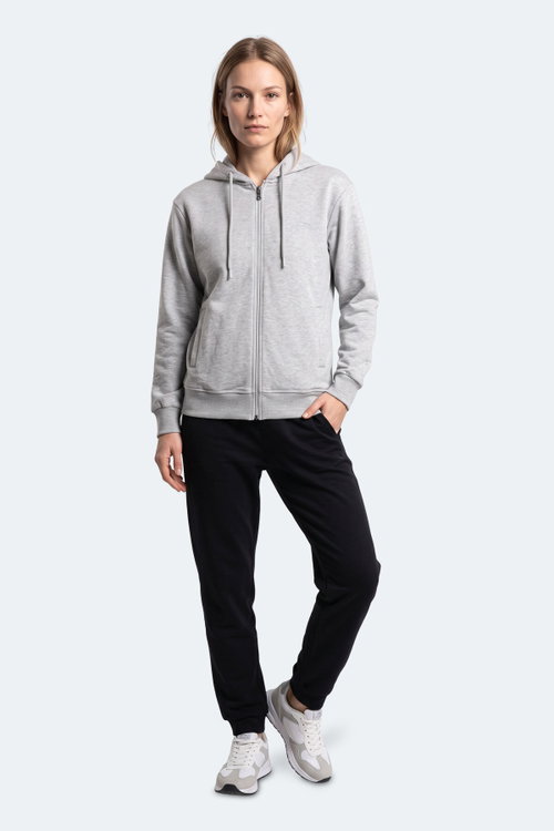 Slazenger KIRON I Kadın Kapüşonlu Gri Sweatshırt