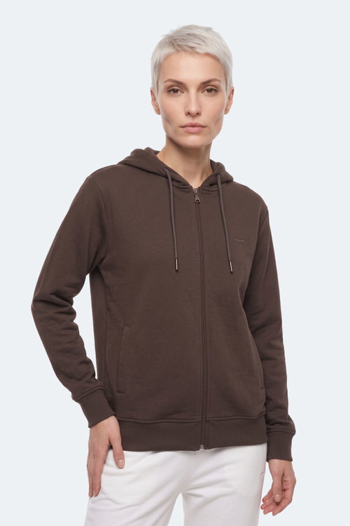 Slazenger KIRON I Kadın Kapüşonlu Kahve Sweatshırt