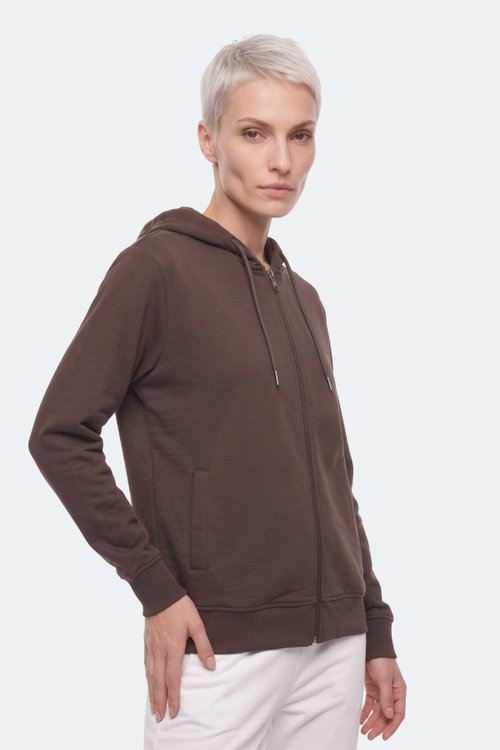 Slazenger KIRON I Kadın Kapüşonlu Kahve Sweatshırt