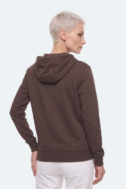 Slazenger KIRON I Kadın Kapüşonlu Kahve Sweatshırt