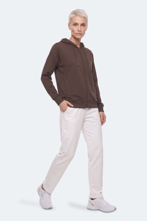 Slazenger KIRON I Kadın Kapüşonlu Kahve Sweatshırt