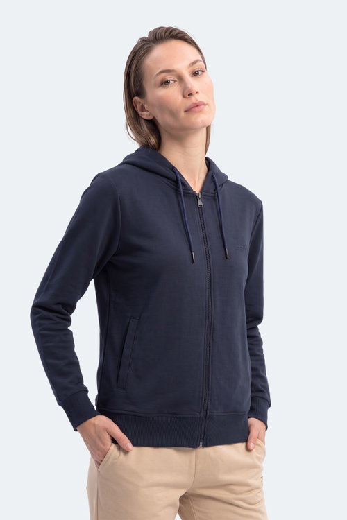 Slazenger KIRON I Kadın Kapüşonlu Lacivert Sweatshırt