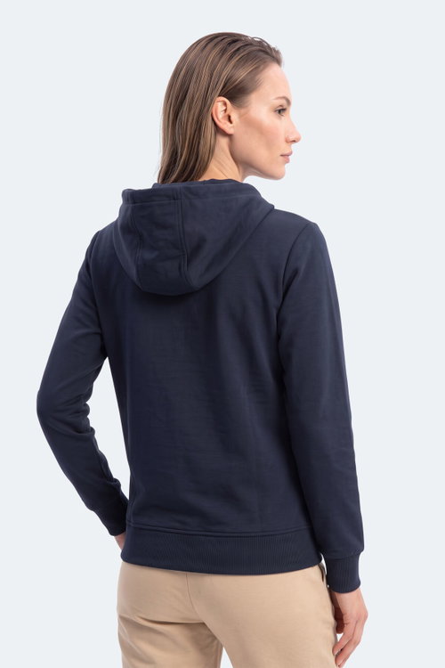 Slazenger KIRON I Kadın Kapüşonlu Lacivert Sweatshırt