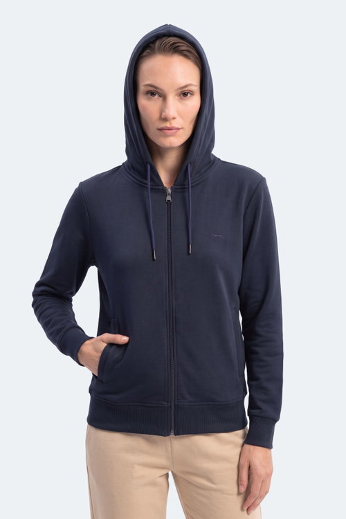 Slazenger KIRON I Kadın Kapüşonlu Lacivert Sweatshırt