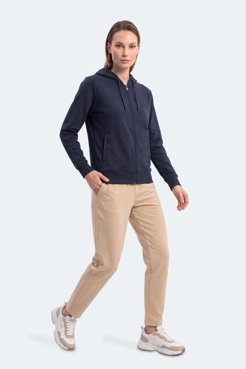 Slazenger KIRON I Kadın Kapüşonlu Lacivert Sweatshırt