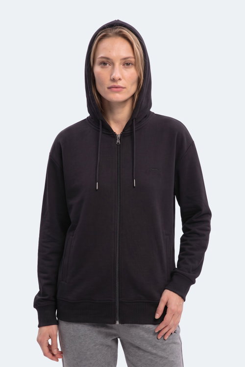 Slazenger KIRON I Kadın Kapüşonlu Siyah Sweatshırt