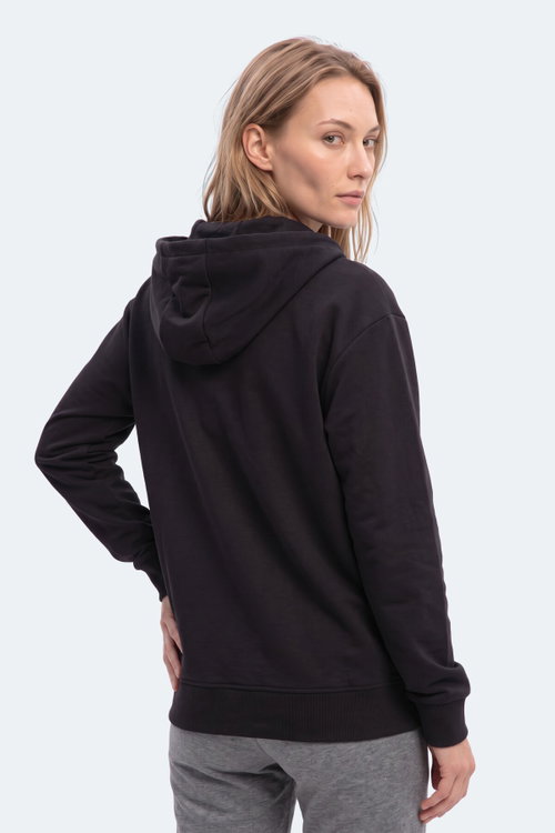 Slazenger KIRON I Kadın Kapüşonlu Siyah Sweatshırt