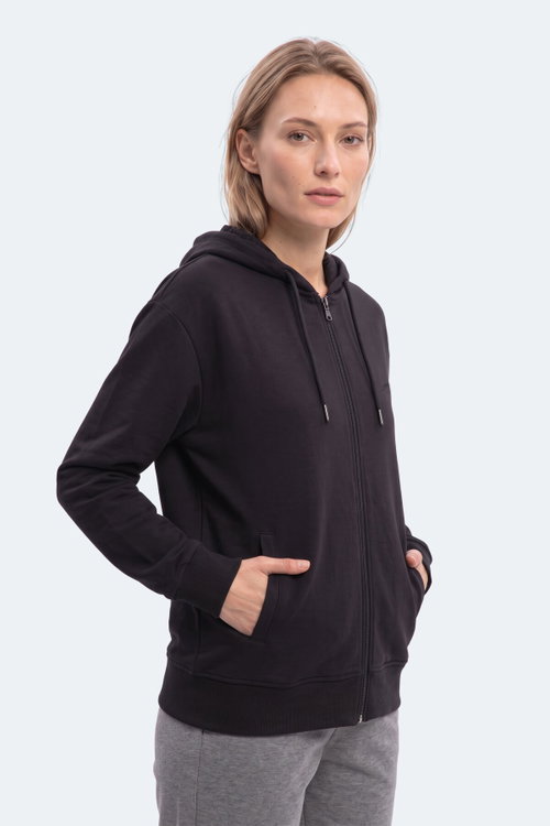 Slazenger KIRON I Kadın Kapüşonlu Siyah Sweatshırt