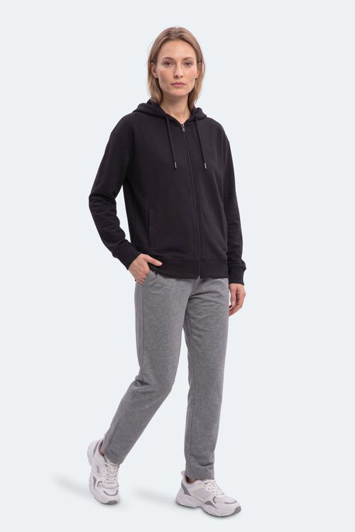 Slazenger KIRON I Kadın Kapüşonlu Siyah Sweatshırt