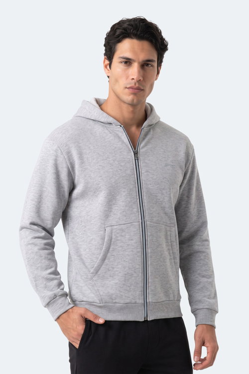 Slazenger KISHAN I Erkek Kapüşonlu Gri Sweatshırt