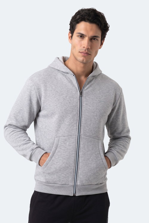Slazenger KISHAN I Erkek Kapüşonlu Gri Sweatshırt