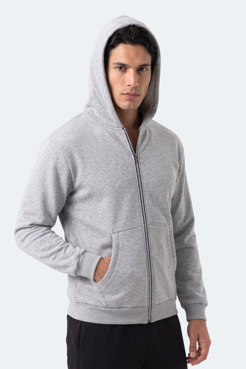 Slazenger KISHAN I Erkek Kapüşonlu Gri Sweatshırt