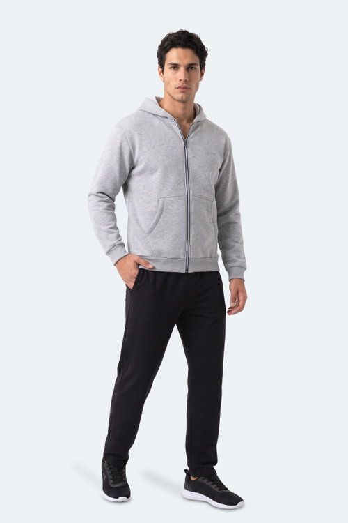Slazenger KISHAN I Erkek Kapüşonlu Gri Sweatshırt