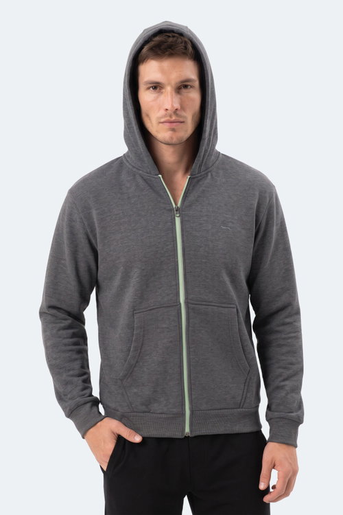 Slazenger KISHAN I Erkek Kapüşonlu Koyu Gri Sweatshırt