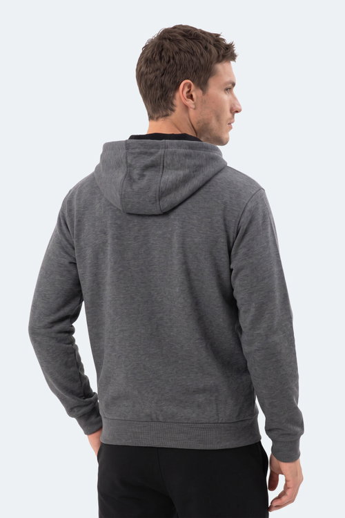 Slazenger KISHAN I Erkek Kapüşonlu Koyu Gri Sweatshırt