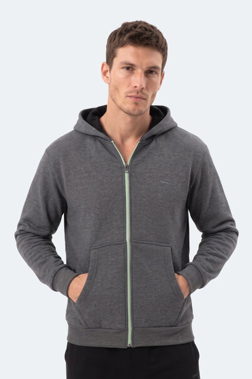 Slazenger KISHAN I Erkek Kapüşonlu Koyu Gri Sweatshırt