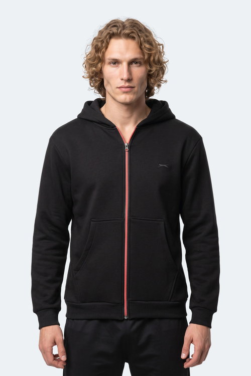 Slazenger KISHAN I Erkek Kapüşonlu Siyah Sweatshırt
