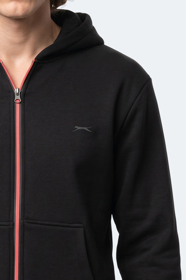 Slazenger KISHAN I Erkek Kapüşonlu Siyah Sweatshırt