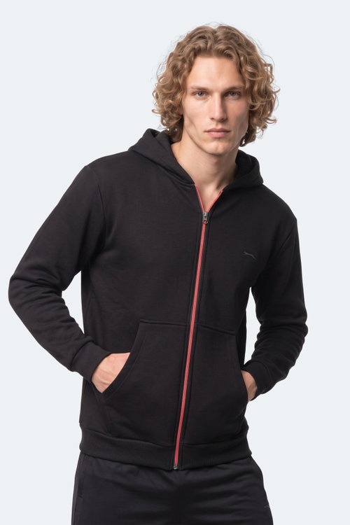 Slazenger KISHAN I Erkek Kapüşonlu Siyah Sweatshırt