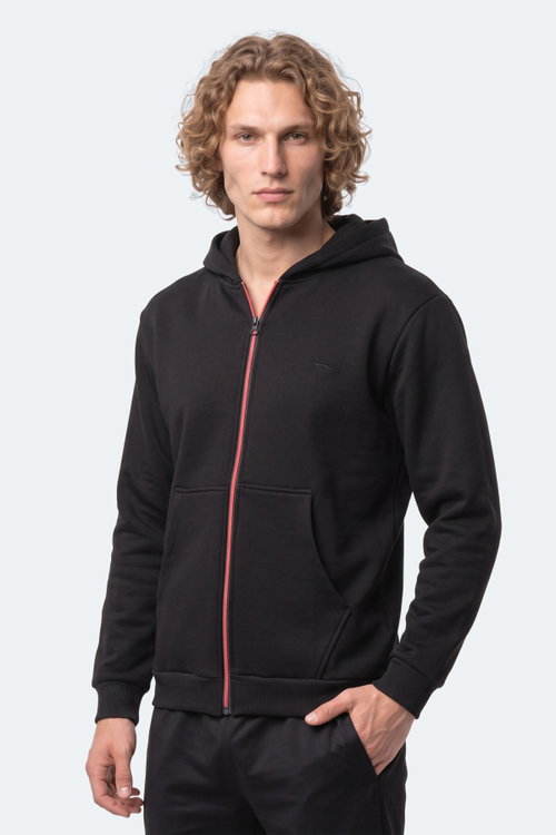 Slazenger KISHAN I Erkek Kapüşonlu Siyah Sweatshırt
